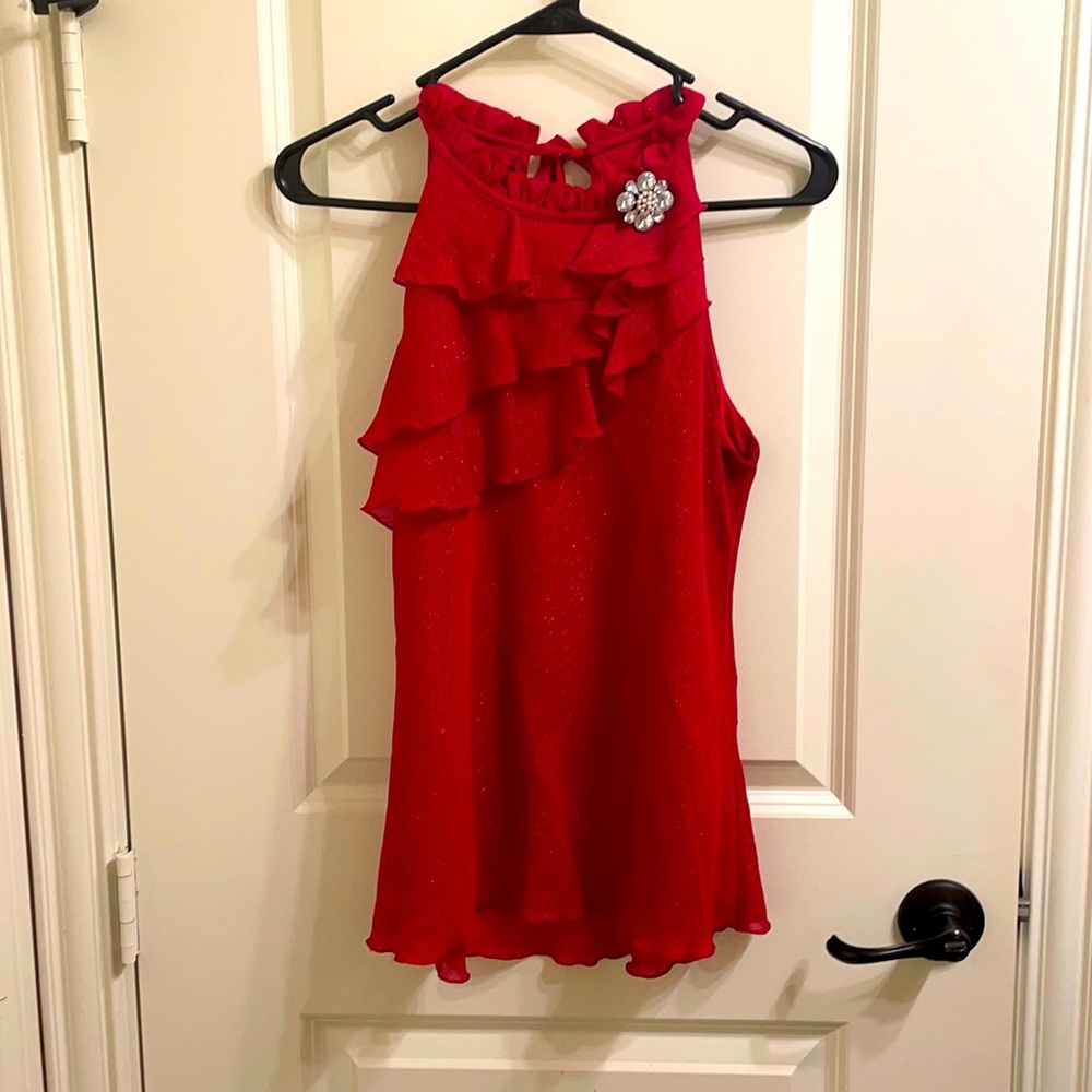 Red Sparkle Sleeveless Blouse